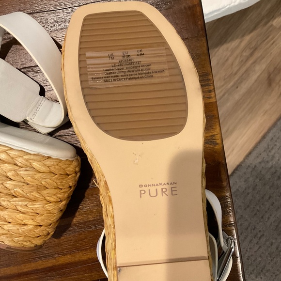 PURE Donna Karan Lolah Ankle Strap Raffia Platform Sandal White Leather Size 7 - Picture 11 of 12